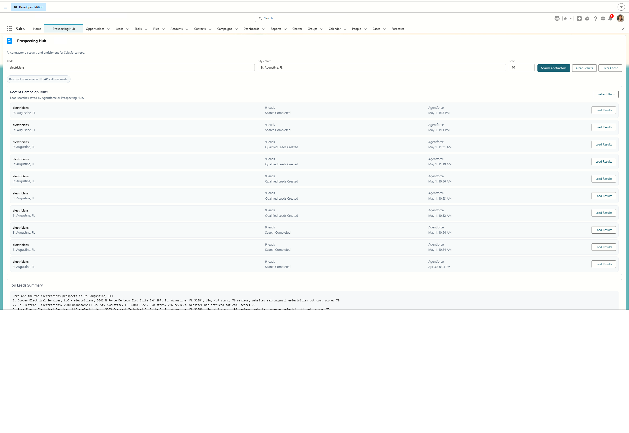 Contractor intelligence Salesforce-native GTM system preview.